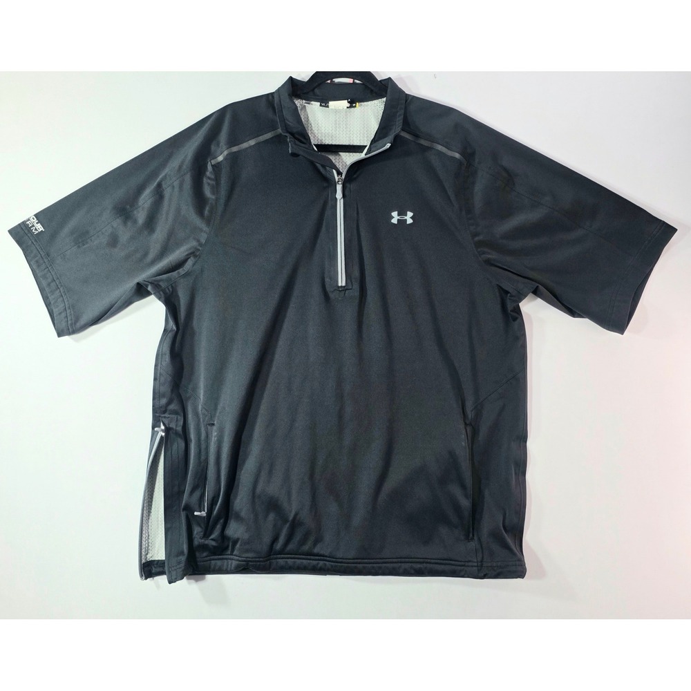 Under Armour Storm Mens XL Black Short Sleeve 1/4 Zip Pullover Jacket Pockets